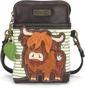 CHALA Cell Phone Crossbody Purse-Women PU Leather/Canvas Multicolor Handbag with Adjustable Strap