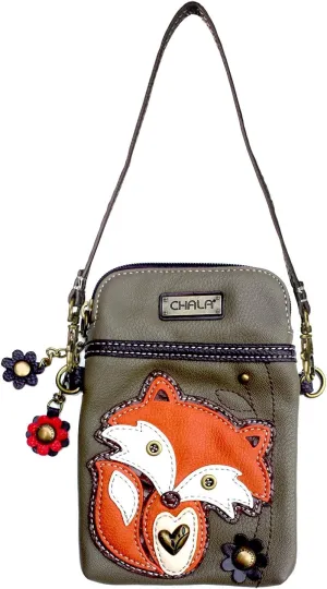 CHALA Cell Phone Crossbody Purse-Women PU Leather/Canvas Multicolor Handbag with Adjustable Strap