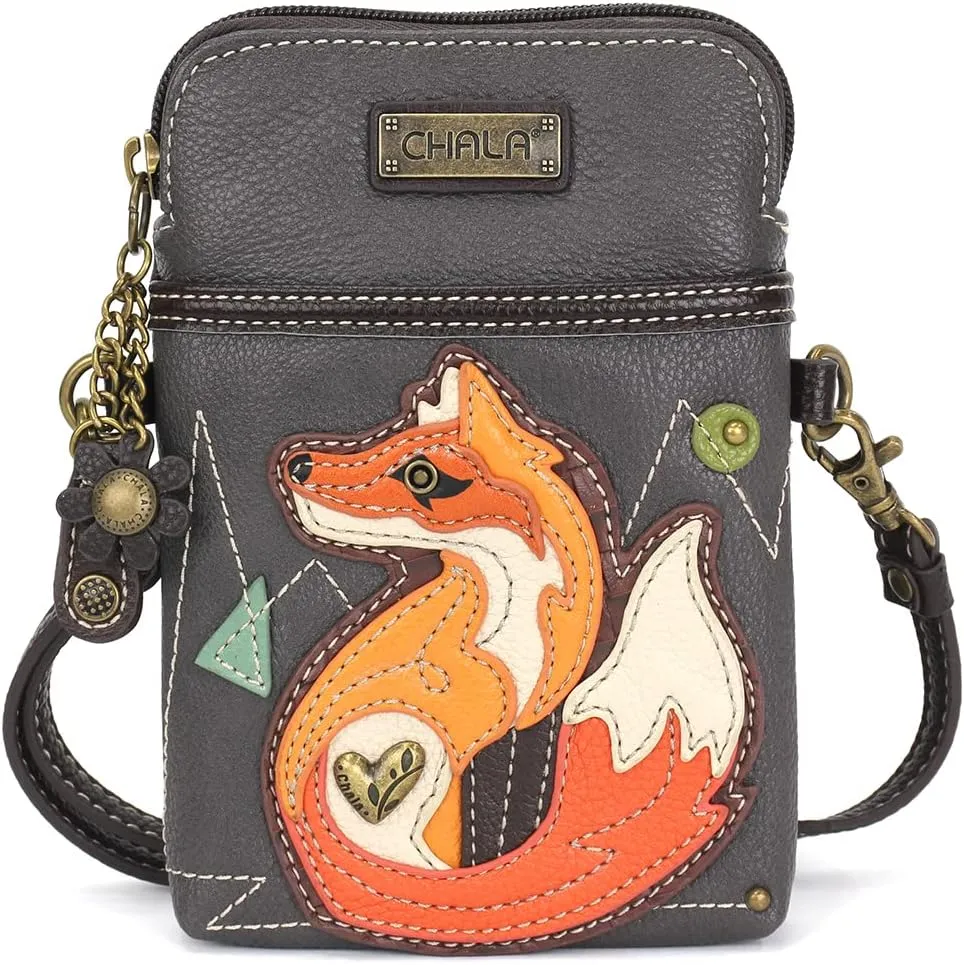 CHALA Cell Phone Crossbody Purse-Women PU Leather/Canvas Multicolor Handbag with Adjustable Strap