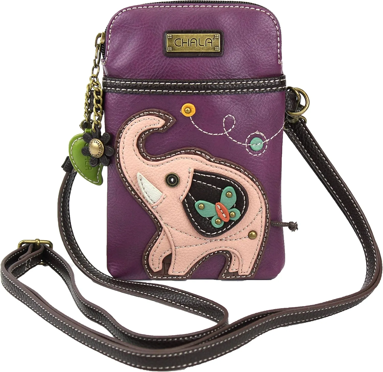 CHALA Cell Phone Crossbody Purse-Women PU Leather/Canvas Multicolor Handbag with Adjustable Strap