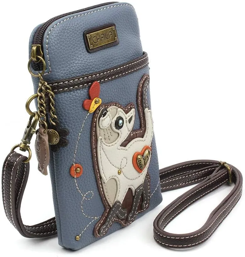 CHALA Cell Phone Crossbody Purse-Women PU Leather/Canvas Multicolor Handbag with Adjustable Strap