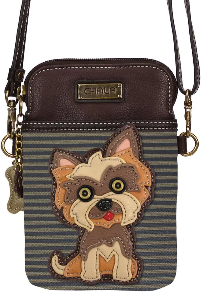 CHALA Cell Phone Crossbody Purse-Women PU Leather/Canvas Multicolor Handbag with Adjustable Strap
