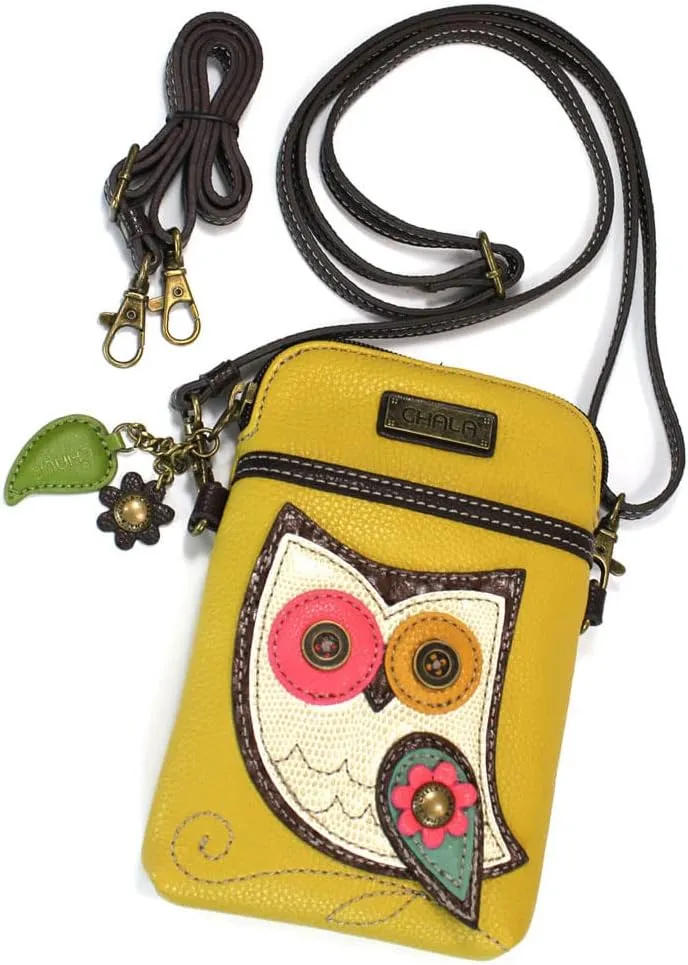 CHALA Cell Phone Crossbody Purse-Women PU Leather/Canvas Multicolor Handbag with Adjustable Strap