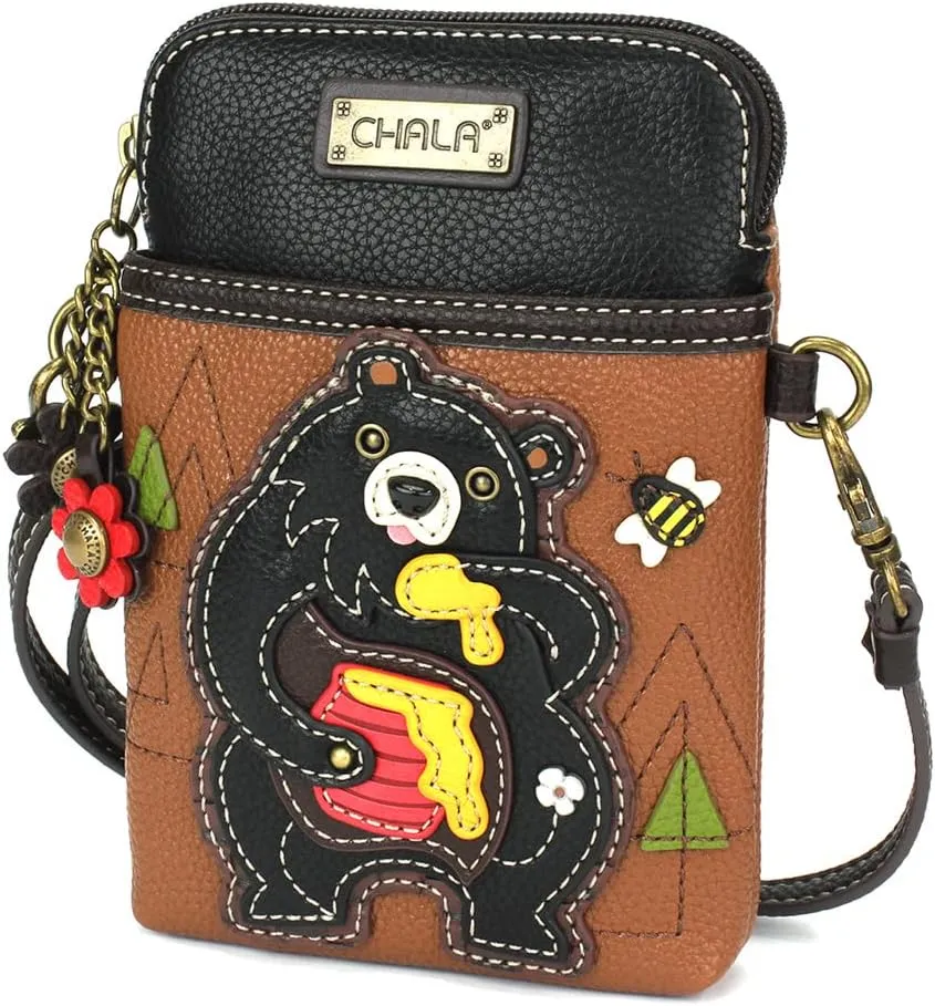 CHALA Cell Phone Crossbody Purse-Women PU Leather/Canvas Multicolor Handbag with Adjustable Strap