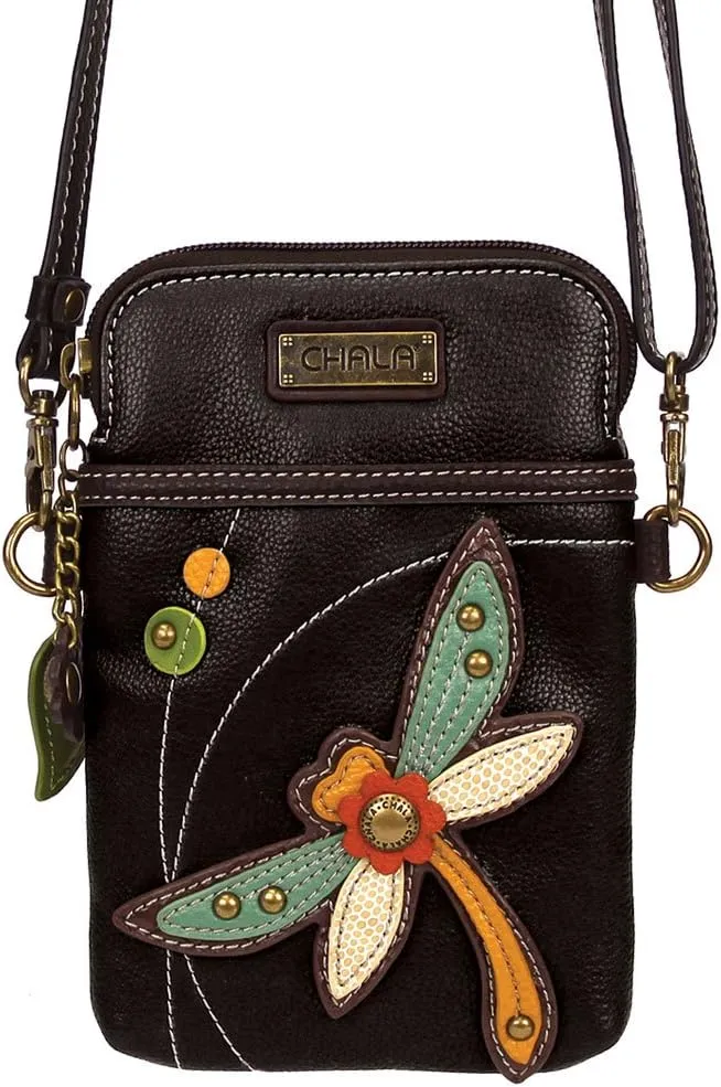 CHALA Cell Phone Crossbody Purse-Women PU Leather/Canvas Multicolor Handbag with Adjustable Strap