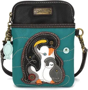 CHALA Cell Phone Crossbody Purse-Women PU Leather/Canvas Multicolor Handbag with Adjustable Strap