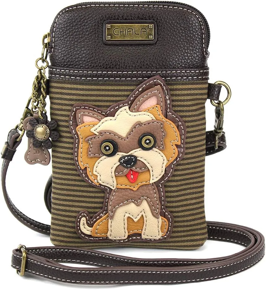 CHALA Cell Phone Crossbody Purse-Women PU Leather/Canvas Multicolor Handbag with Adjustable Strap