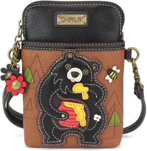 CHALA Cell Phone Crossbody Purse-Women PU Leather/Canvas Multicolor Handbag with Adjustable Strap