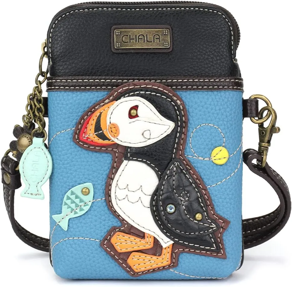 CHALA Cell Phone Crossbody Purse-Women PU Leather/Canvas Multicolor Handbag with Adjustable Strap