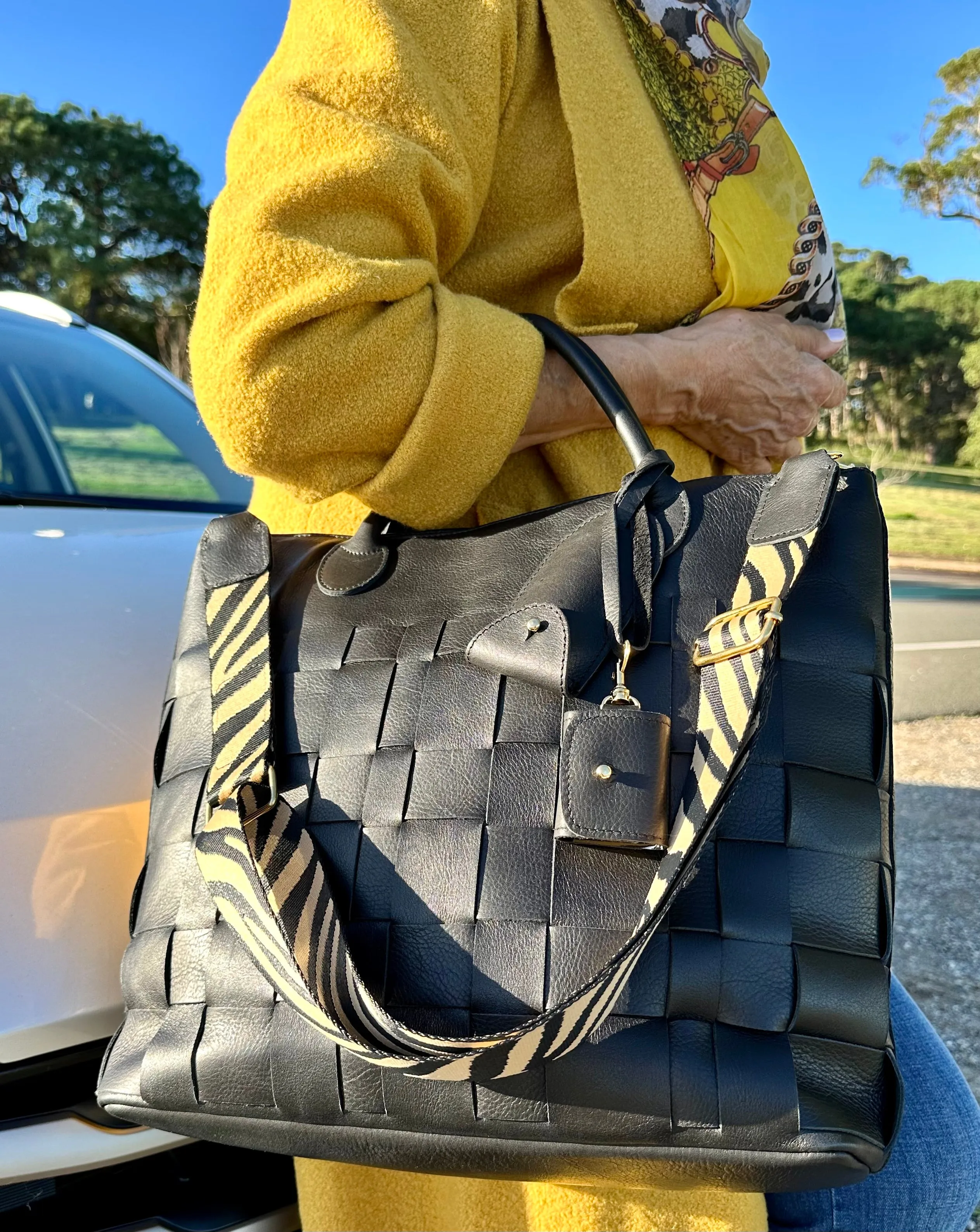 Charlotte Woven Leather Tote - Tobacco