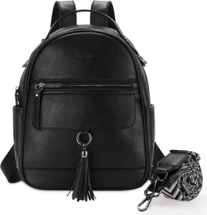 Chase Chic Mini Backpack Purse for Women, Vegan Leather Cute Small Backpack Ladies Fashion Shoulder Handbag for Travel Black