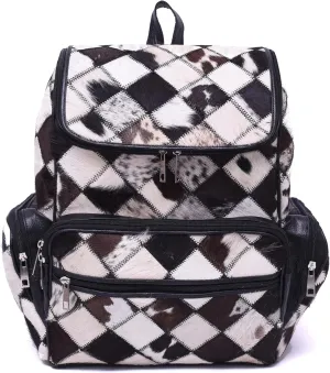 CHAYELL Cowhide Ideal Leather Bag with Laptop Compartment – Travel Bag, Western Diaper Bag for Women (Multipatch, Black)