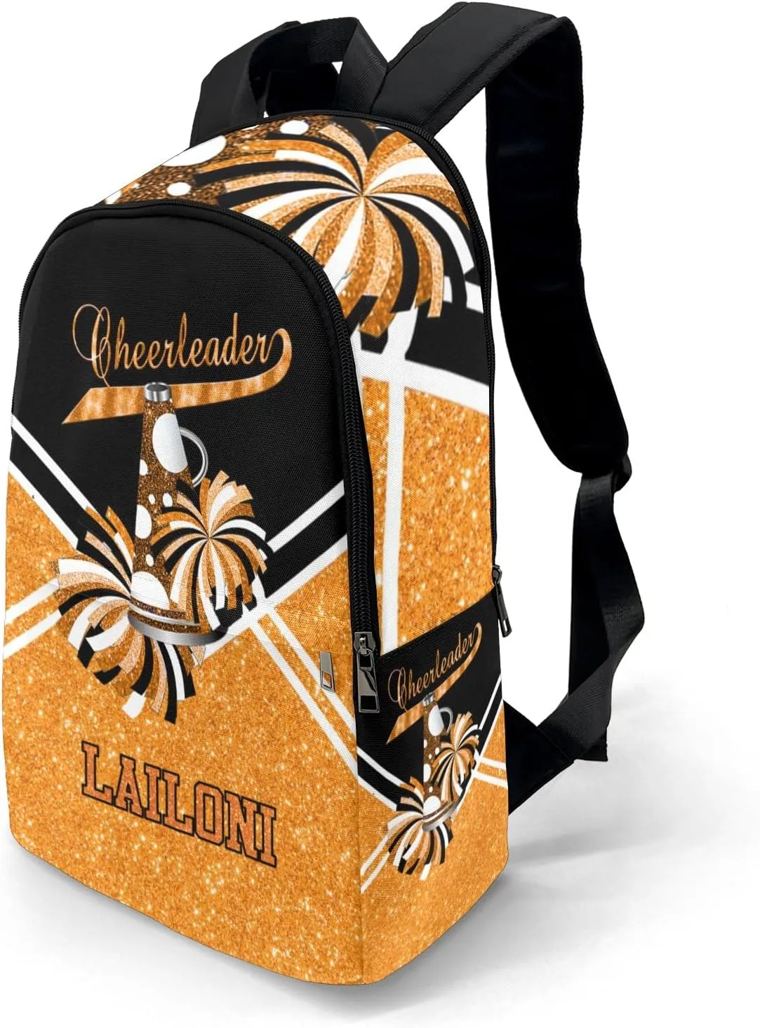 Cheerleader Orange Personalized Backpack for Teen Custom Travel Backpack for Boys Girs Bookbag Casual Bag Name Gift, Design 10, EU5566SS