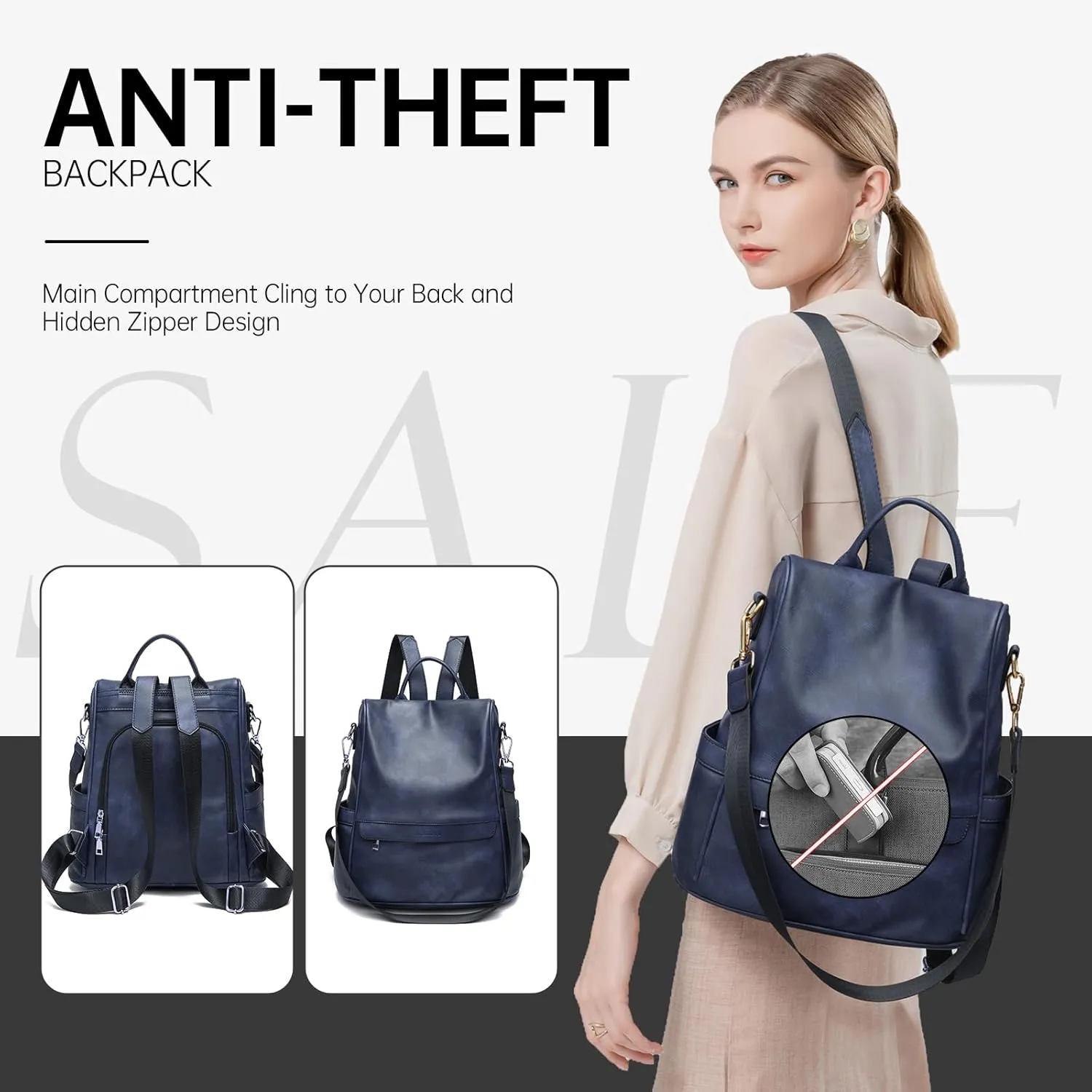 CHERUTY Women Backpack Purse PU Leather Anti-theft Casual Shoulder Bag Fashion Ladies Satchel Bags