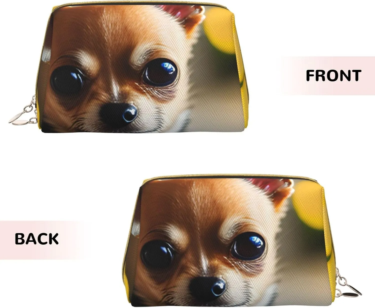 Chihuahua Dog 1 Leather Toiletry Organizer Bag, Travel-Friendly Makeup Pouch For Women