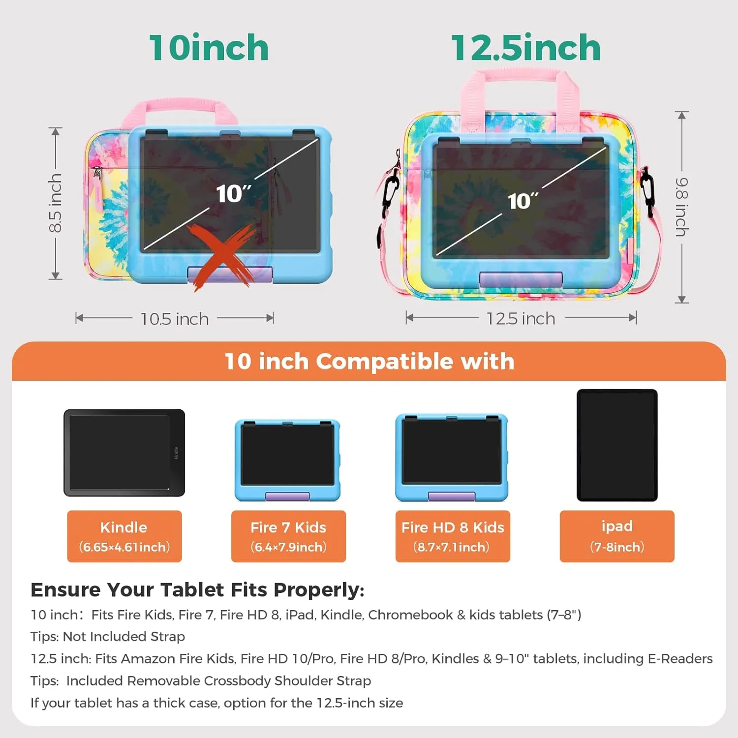 Choco Mocha Kids Tablet Sleeve Bag for Boys & Girls, (10-12.5Inch)