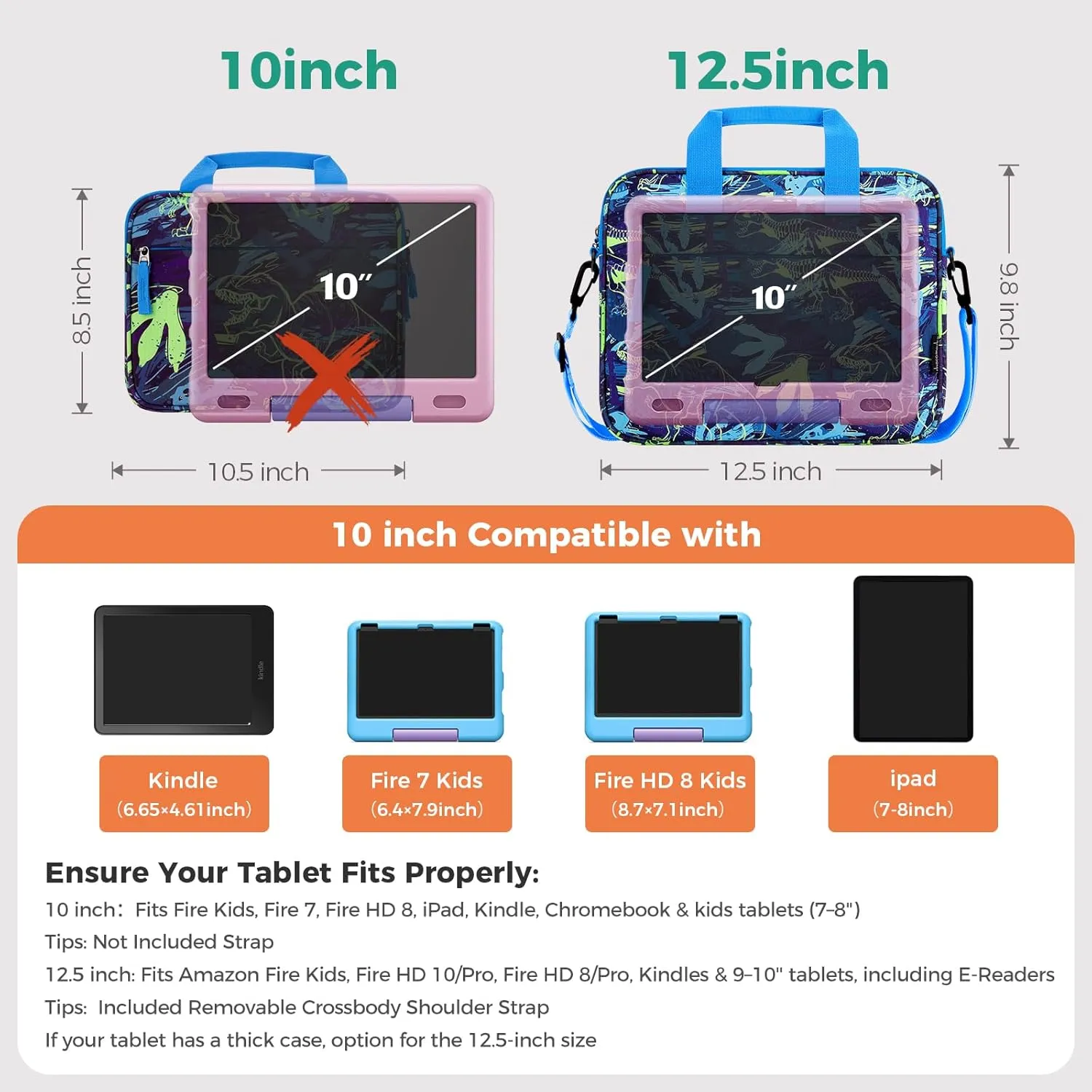 Choco Mocha Kids Tablet Sleeve Bag for Boys & Girls, (10-12.5Inch)