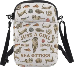 CHOORO Sea Otters Gift Just A Girl Who Loves Sea Otters Crossbody Bag Sea Mammal Lovers Gift Animal Lovers Gift