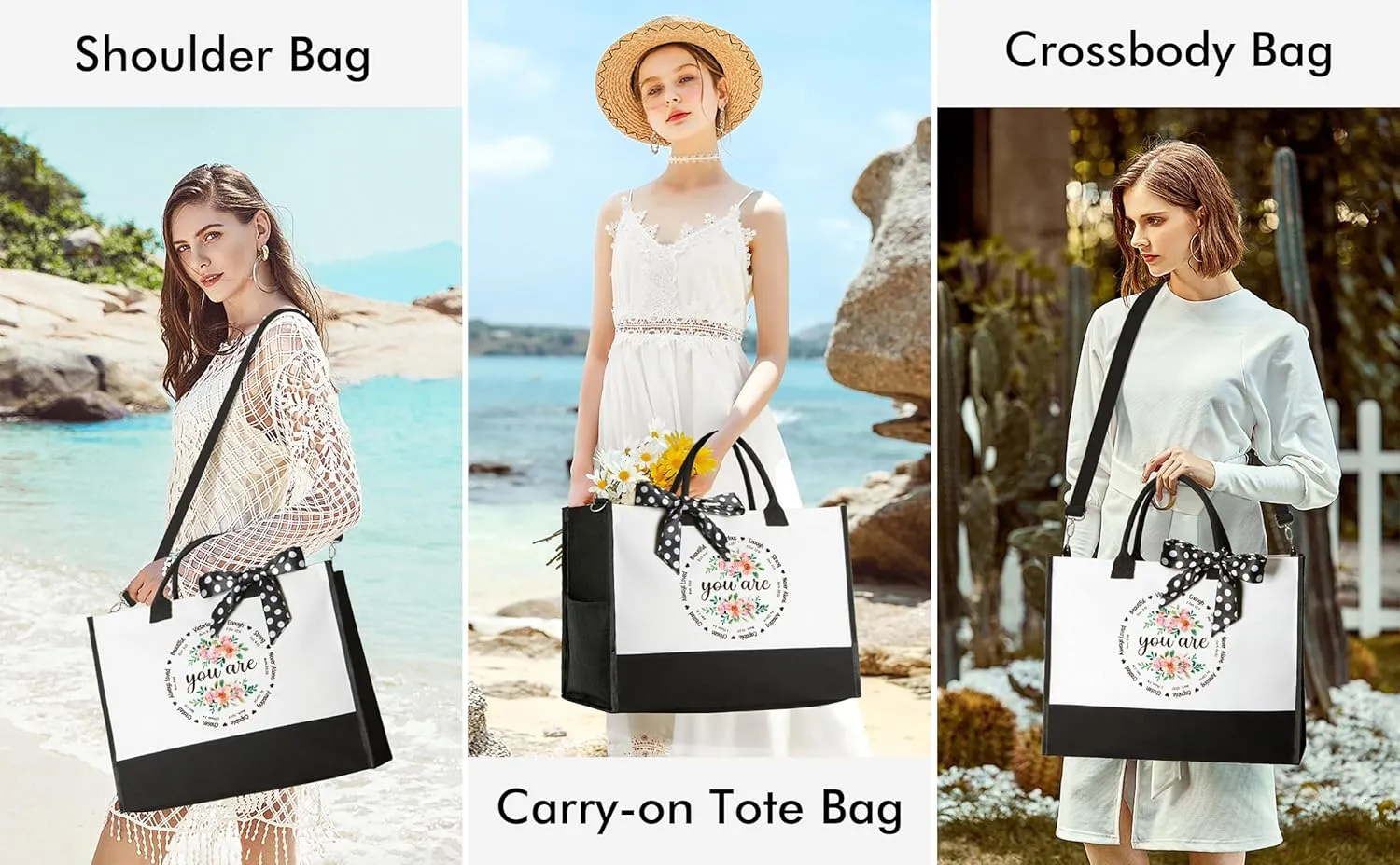 Christian Gifts for Women Faith, Inspirational Religious Gifts for Women, Catholic Spiritual Gifts Mothers Day Birthday Gifts for Women Mom Sister Best Friends Coworkers - Canvas Tote Bag & Makeup Bag