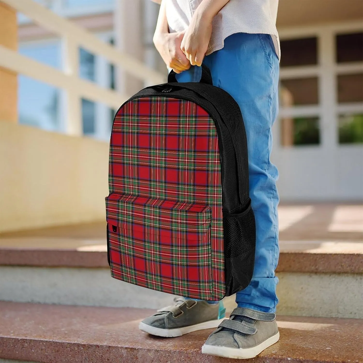 Clan Stewart Plaid Large Capacity Fully Printed Backpack with Pockets Unisex