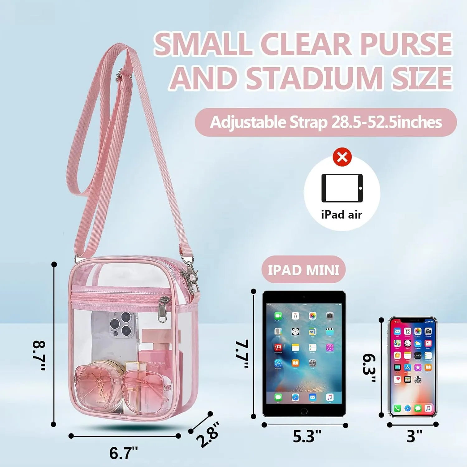Clear Bag for Stadium Events - Small Purse, Mini Sport Fan Handbag for Concert, Work, Travel