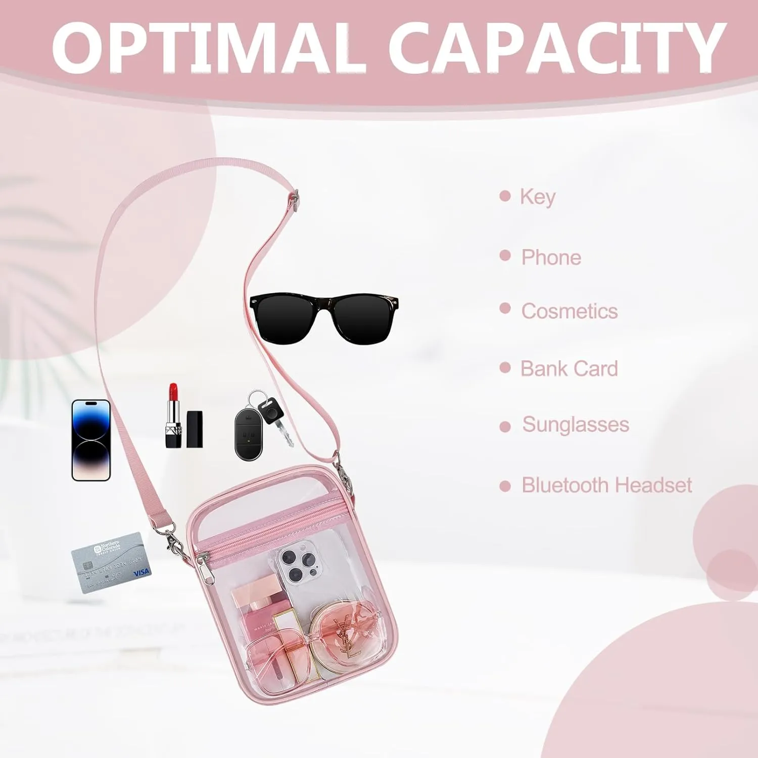 Clear Bag for Stadium Events - Small Purse, Mini Sport Fan Handbag for Concert, Work, Travel