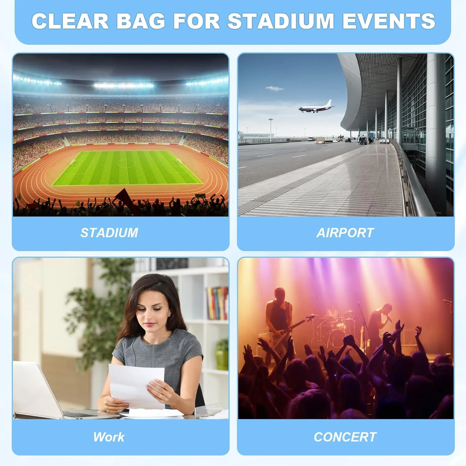 Clear Bag for Stadium Events - Small Purse, Mini Sport Fan Handbag for Concert, Work, Travel