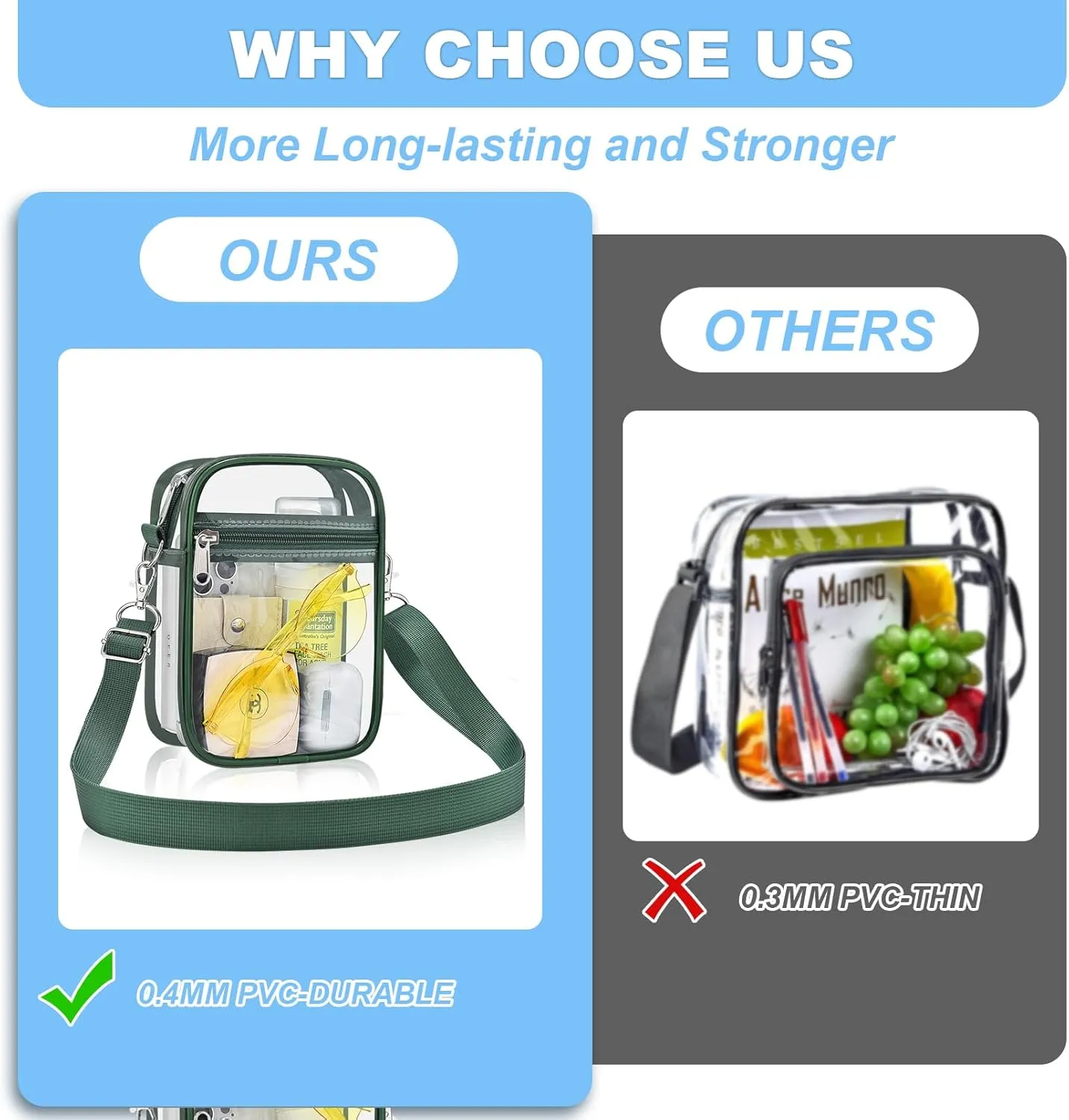 Clear Bag for Stadium Events - Small Purse, Mini Sport Fan Handbag for Concert, Work, Travel