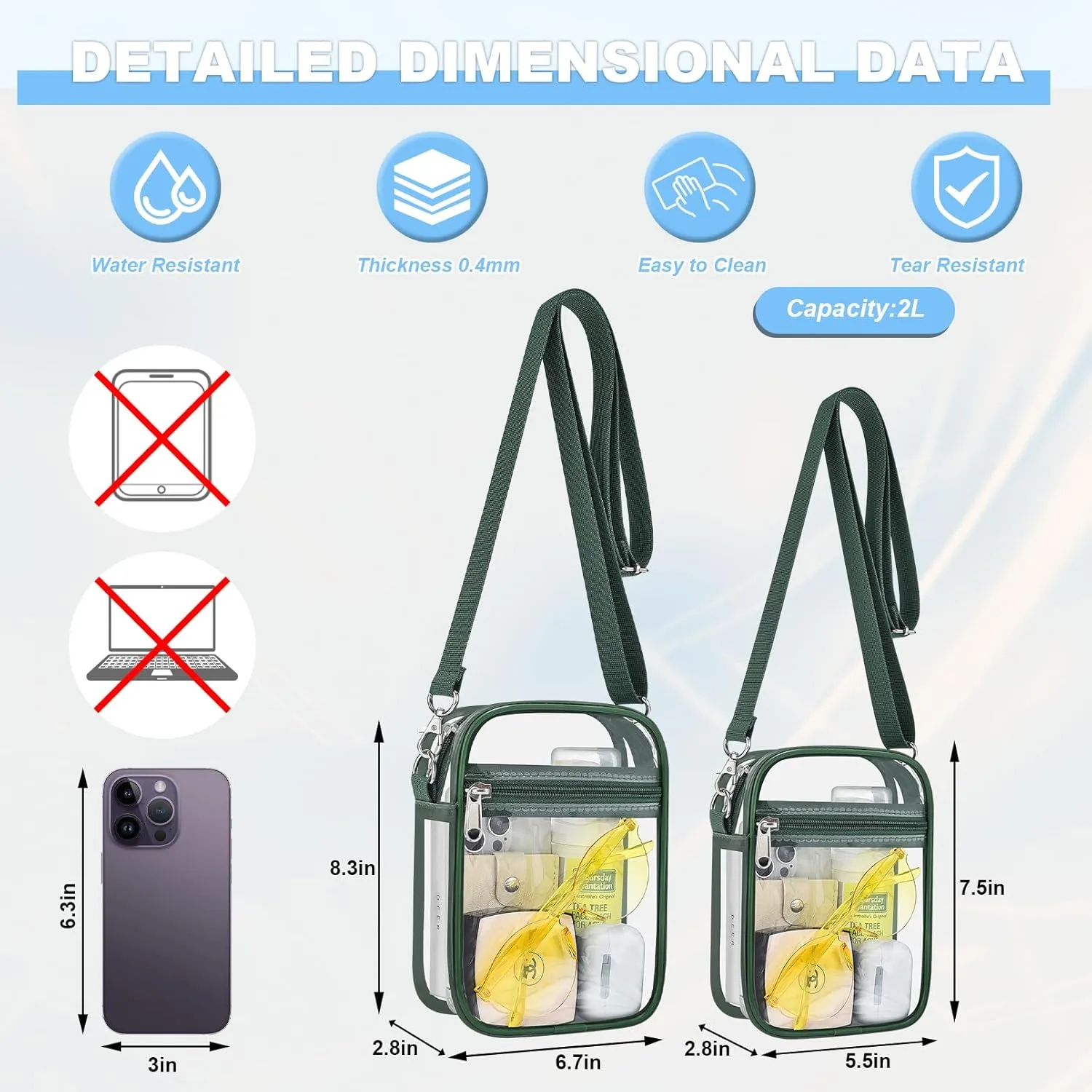 Clear Bag for Stadium Events - Small Purse, Mini Sport Fan Handbag for Concert, Work, Travel