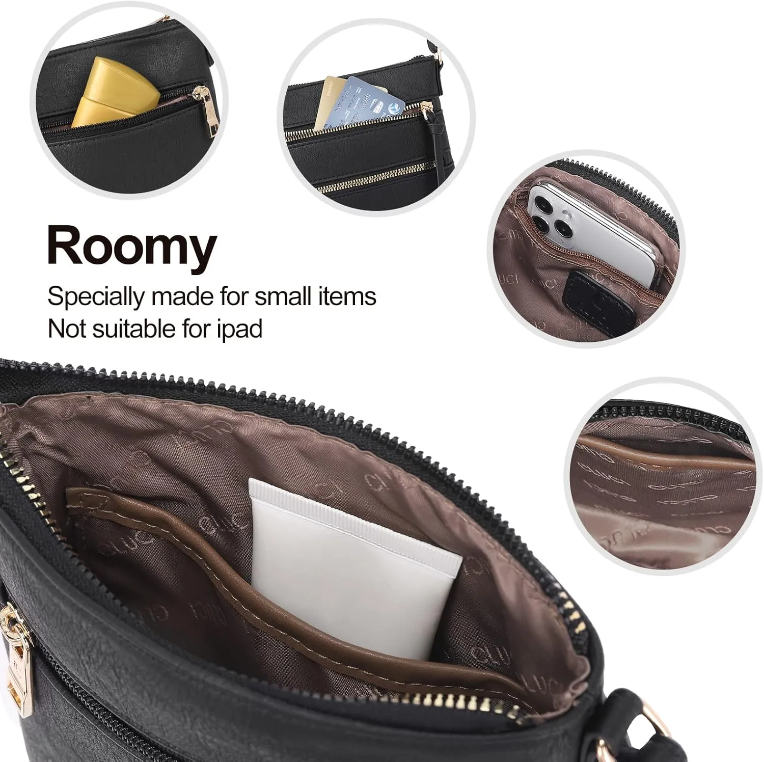 CLUCI Crossbody Purses for Women, Medium Size Zipper Pocket Adjustable Strap, Soft Leather Women's Shoulder Handbags