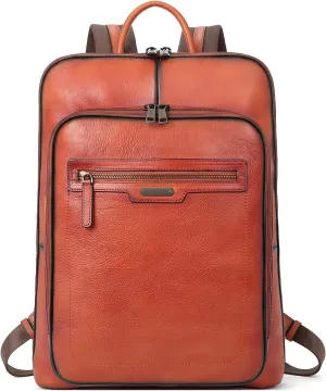 CLUCI Leather Backpack for Women 15.6 Inch Laptop Backpack Vegetable Tanned Full Grain Backpack Purse for Women Work Daypack
