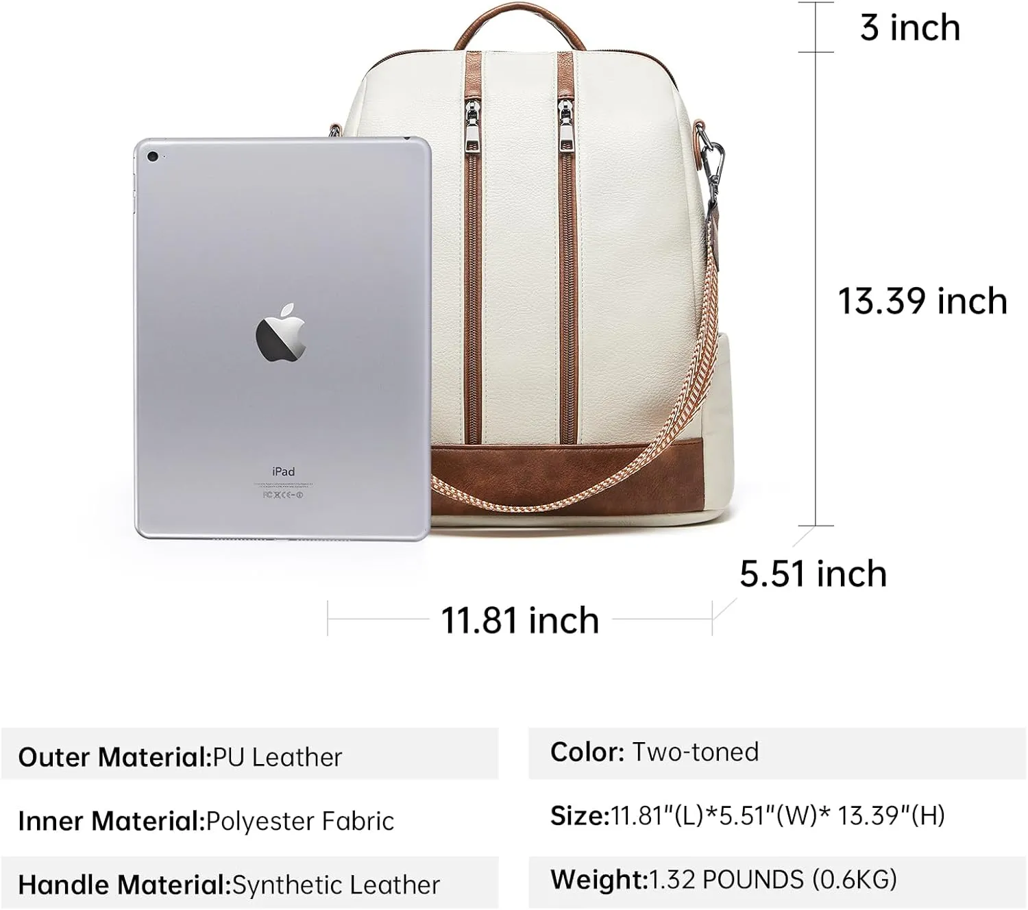 Cnoles Backpack Purse for Women Vegan Leather Ladies Large Travel Backpack Fashion Casual College Shoulder Bag Brown