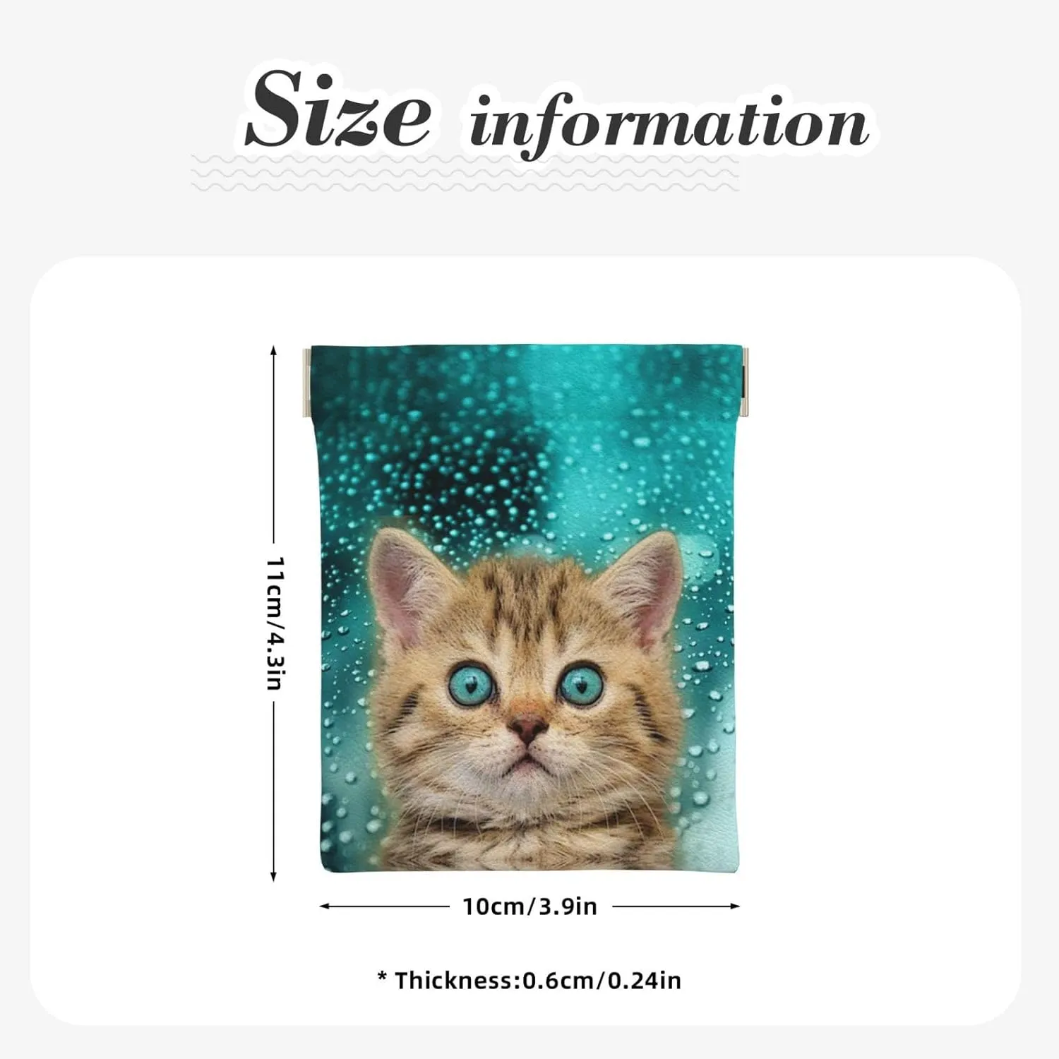 Coin Purse Blue eye cat Leather Squeeze Coin Purse Mini Pouch Change Wallet Bag Gifts for Women Kids Girls Key Holder