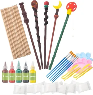 Col-Pary Magic Wand Making Kit, DIY Craft Painting Set,DIY Wand Making for Halloween Supplies,Kids Gift,Wizard Cosplay Birthday Party Decor,School Rewards,Student Activities-51pcs in All