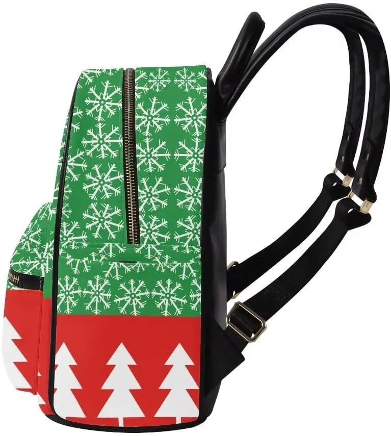 Coldinair Christmas Elk Leather Backpack Purse for Women Mini Backpack Travel Casual Daypack Backpack Small Anti-Theft Shoulder Bag Satchel Purse for Women Ladies Teen Kids