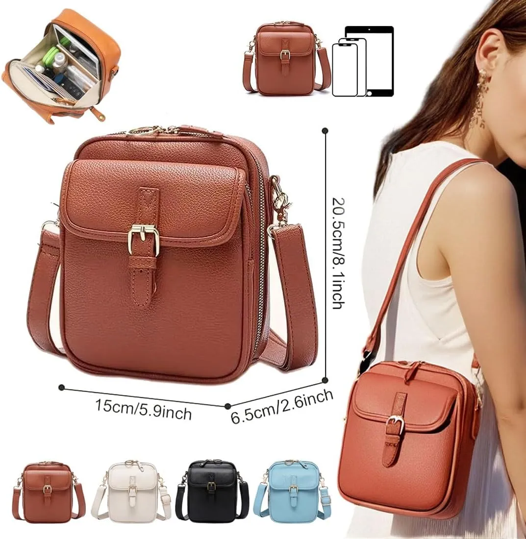 Collaboraten1 Crossbody Leather Bag, 2025 New Vintage Double Layer Urvashi Crossbody Leather Bag for Women
