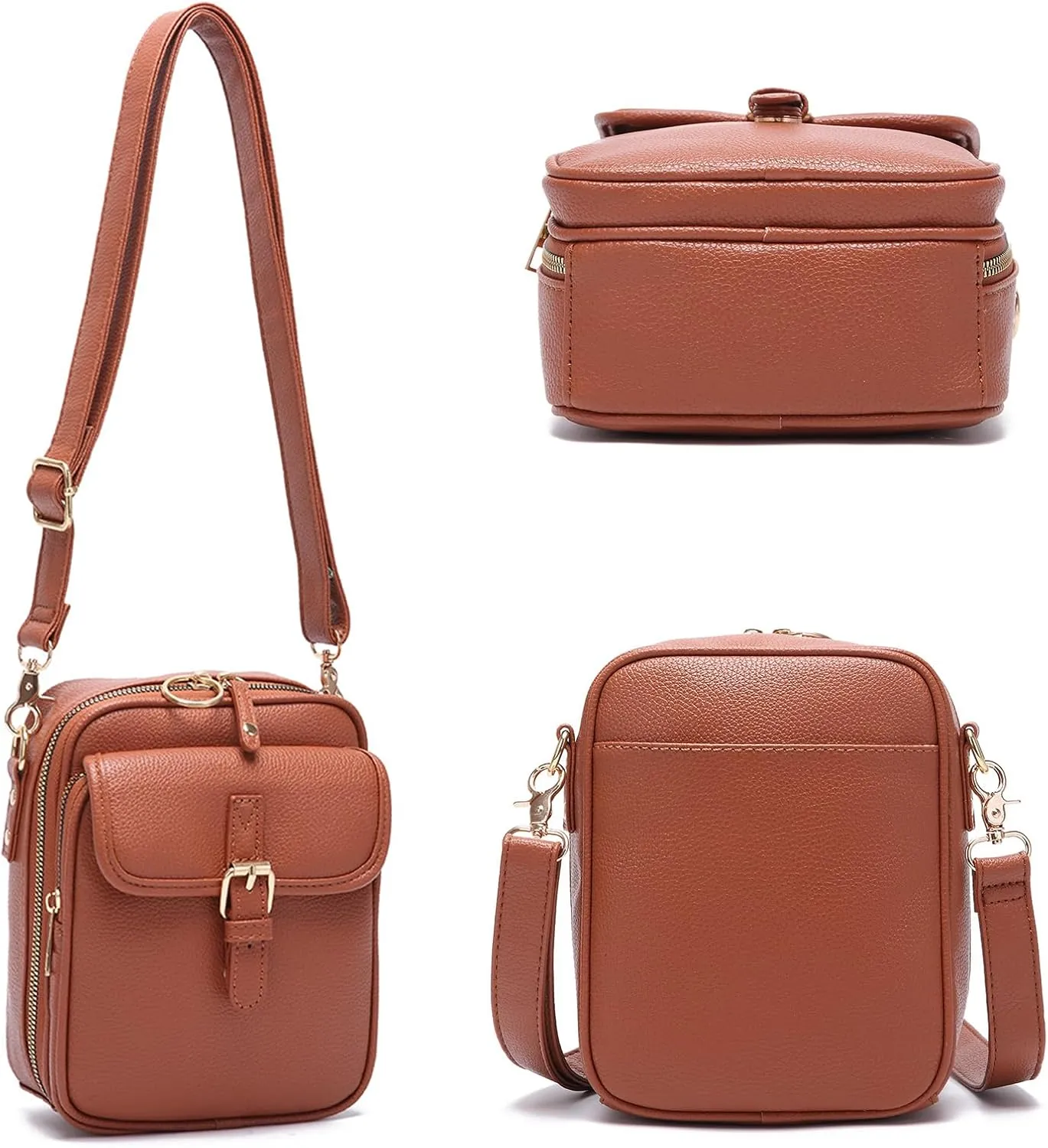Collaboraten1 Crossbody Leather Bag, Urvashi Crossbody Bag, Women Retro Double-Layer Large Capacity
