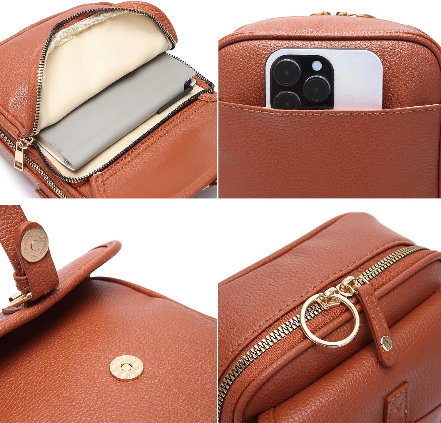 Collaboraten1 Crossbody Leather Bag, Urvashi Crossbody Bag, Women Retro Double-Layer Large Capacity