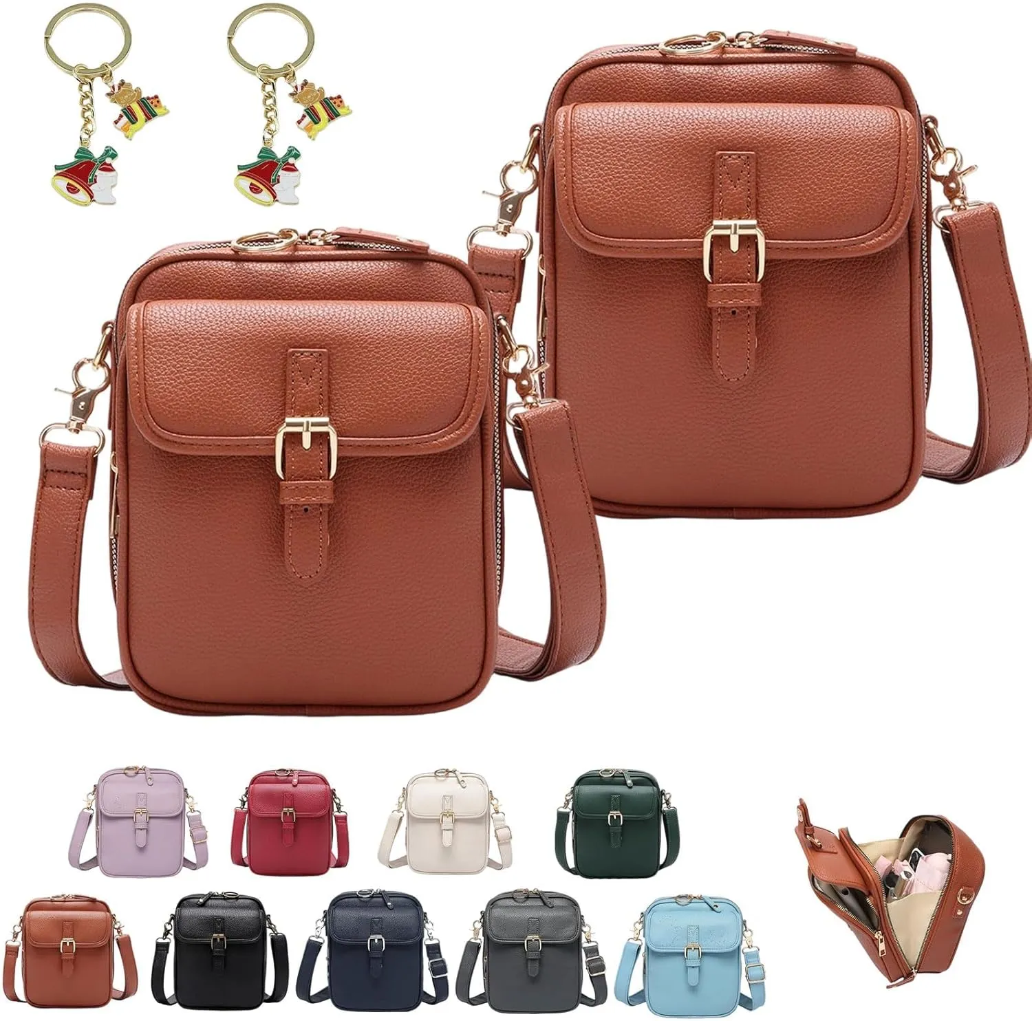 Collaboraten1 Crossbody Leather Bag, Vintage Double Layer Urvashi Crossbody Leather Bag for Women