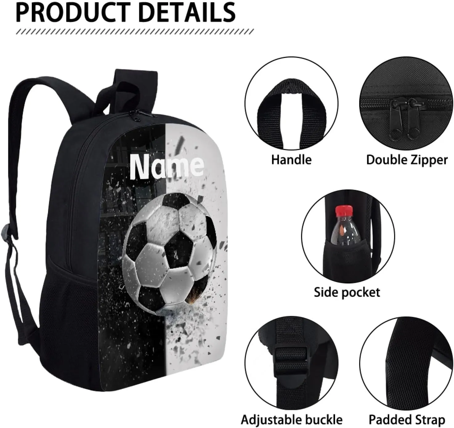 Coloranimal Soccer Backpack Universe Planets Printing School Bags for Kids Personalized Customized Your Name Schoolbag
