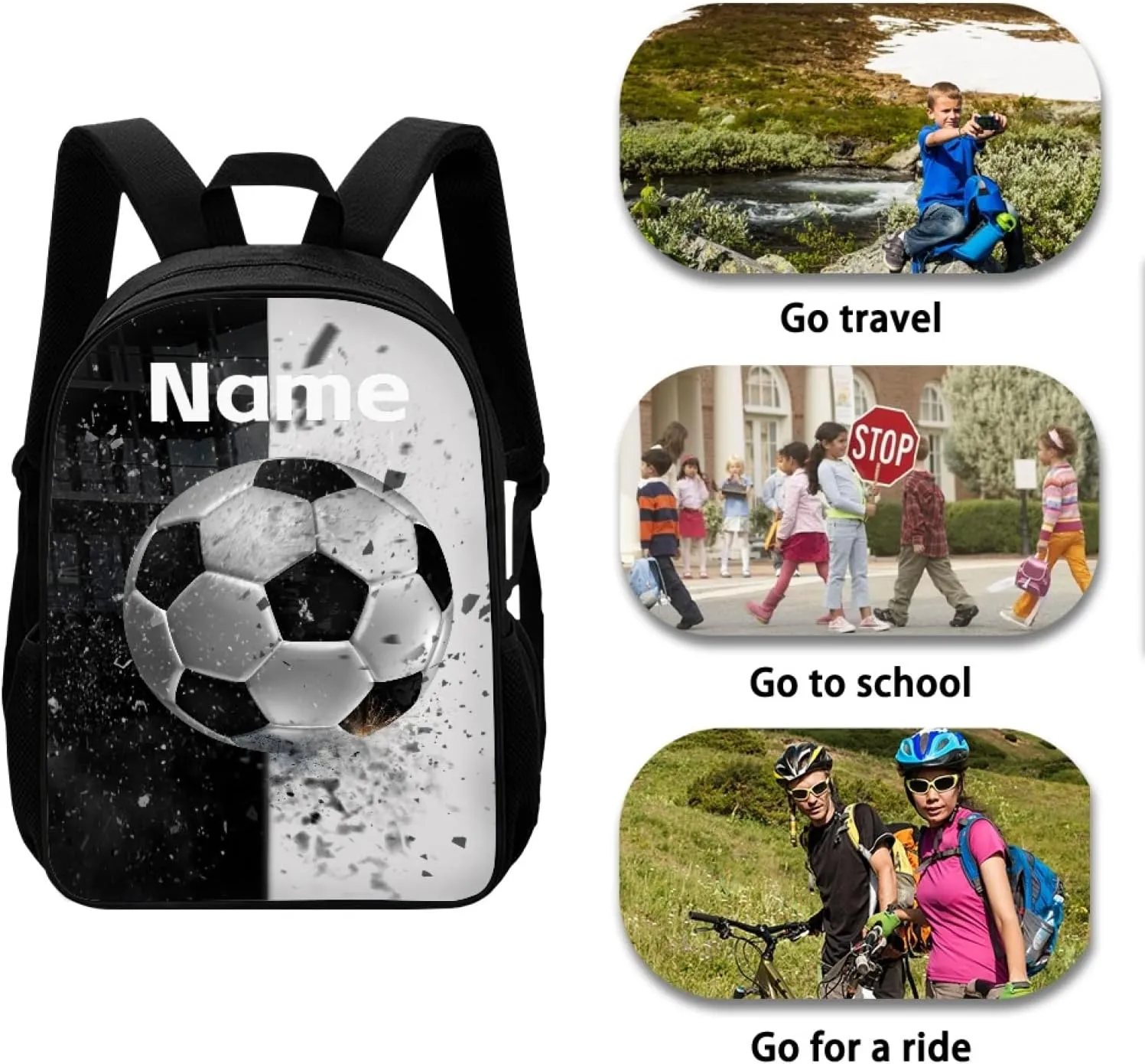 Coloranimal Soccer Backpack Universe Planets Printing School Bags for Kids Personalized Customized Your Name Schoolbag