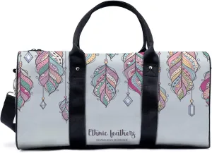 Colored National Feather Pattern Travel Luggage Duffel Bag with Adjustable Strap Art Feathers Sports Bag Lightweight Canvas Gym Tote Bag for Men and Women