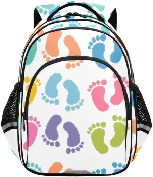 Colorful Footprints Backpack for Kids Elementary School Bag Boys Girls Bookbag Travel Backpack Daypack
