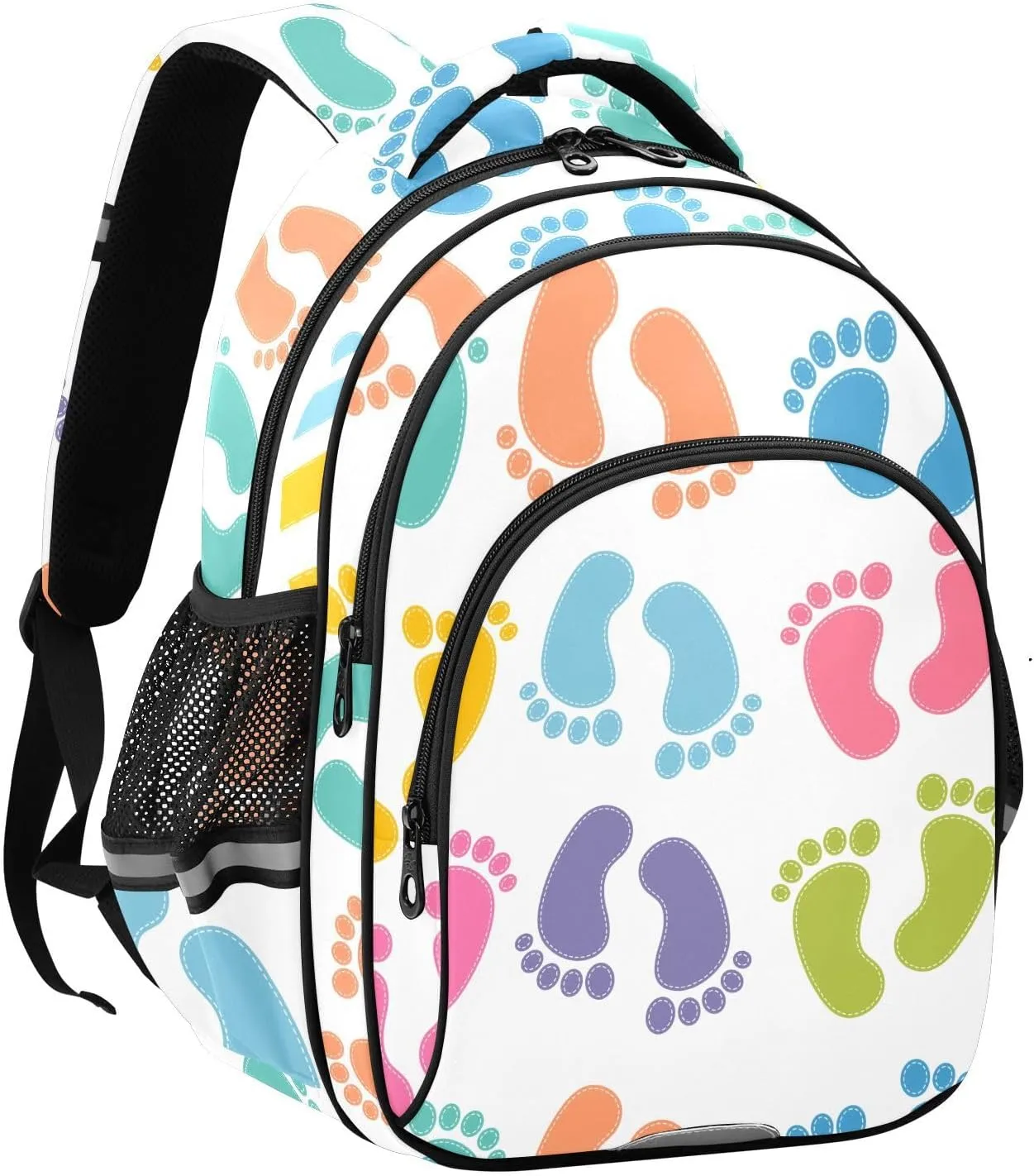 Colorful Footprints Backpack for Kids Elementary School Bag Boys Girls Bookbag Travel Backpack Daypack