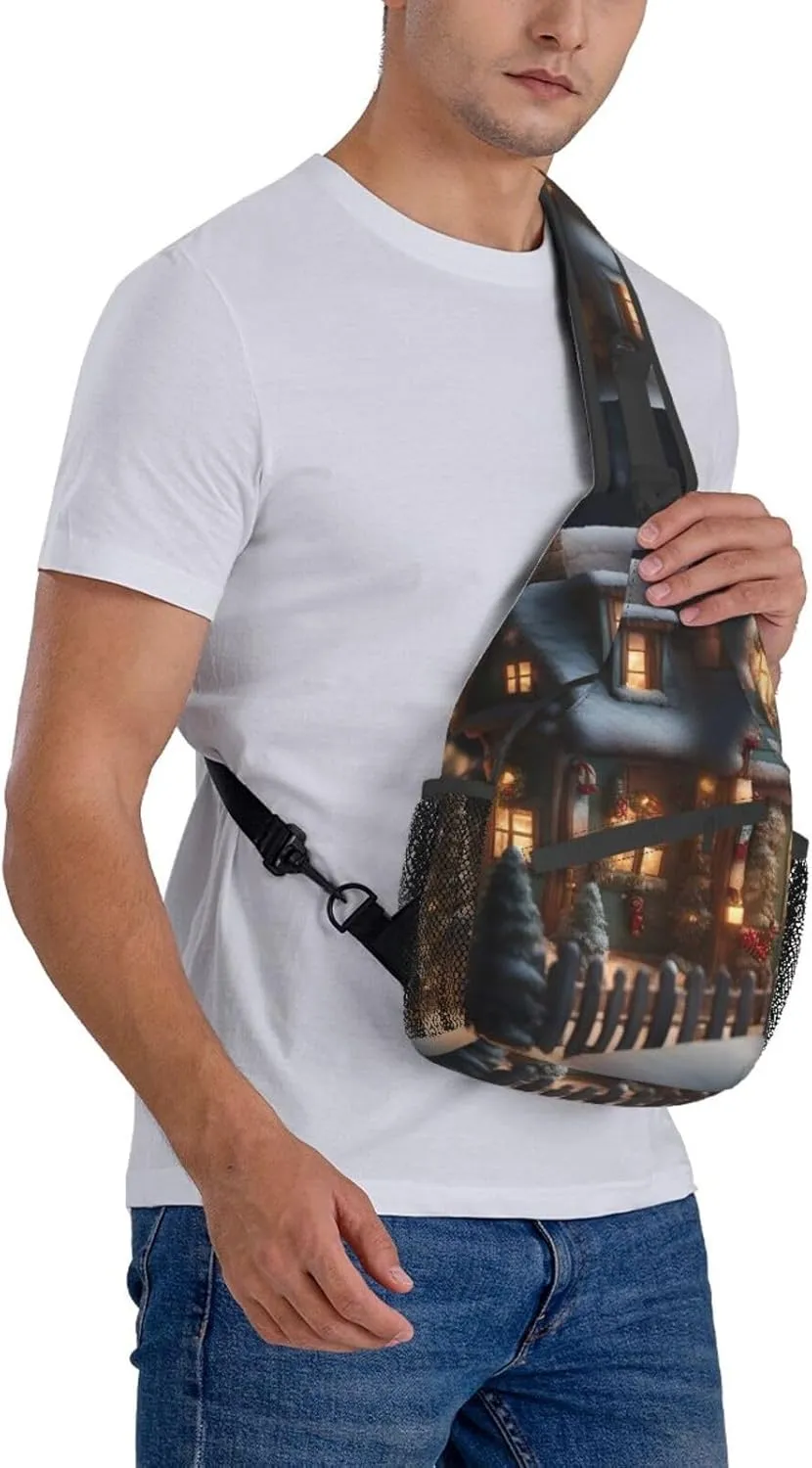 Colorful Star 1 Printed Canvas Sling Bag Crossbody Backpack, Hiking Daypack Chest Bag For Women Men