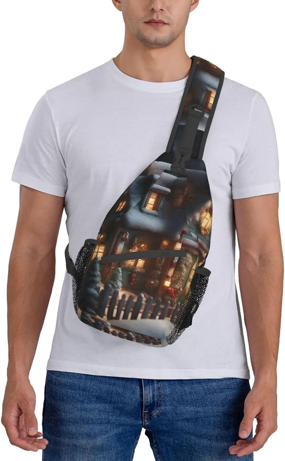 Colorful Star 1 Printed Canvas Sling Bag Crossbody Backpack, Hiking Daypack Chest Bag For Women Men