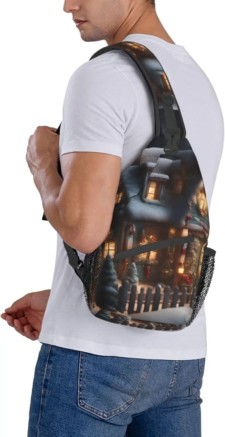 Colorful Star 1 Printed Canvas Sling Bag Crossbody Backpack, Hiking Daypack Chest Bag For Women Men
