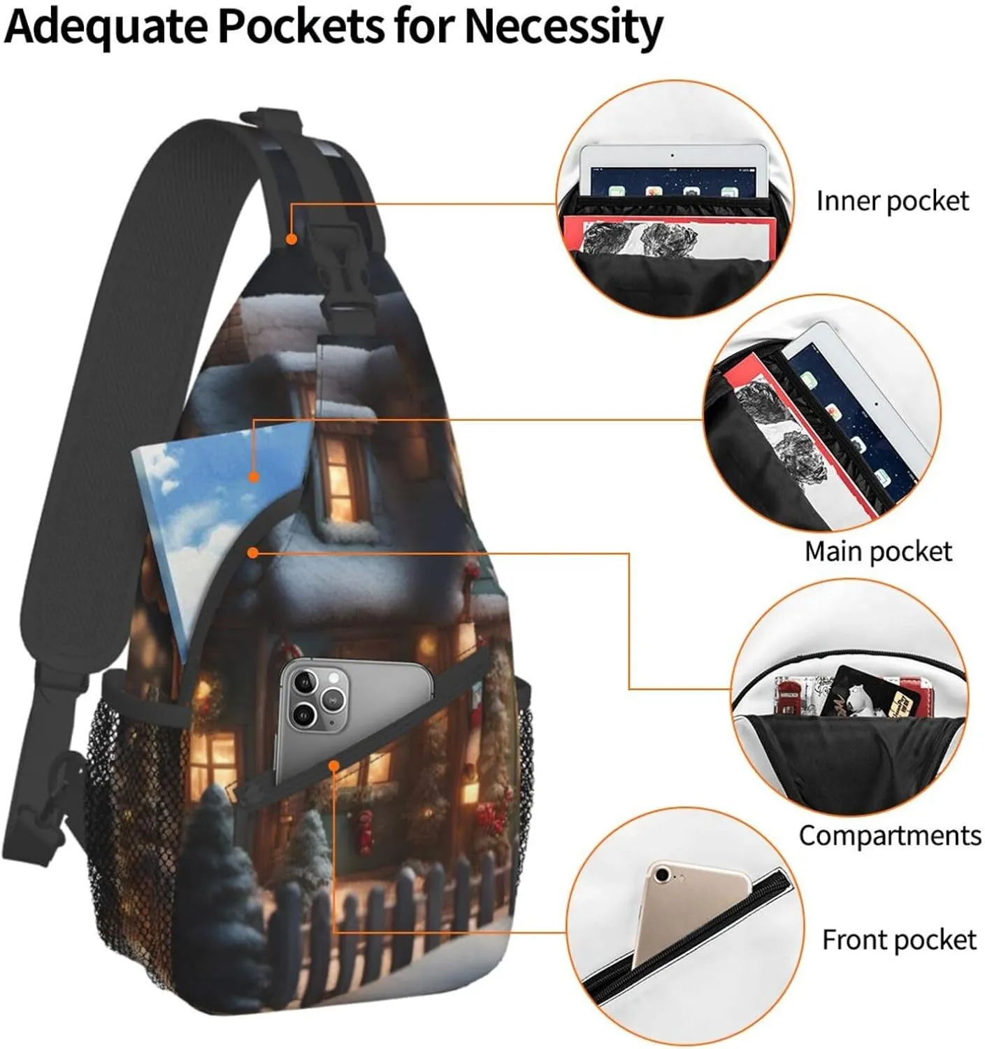 Colorful Star 1 Printed Canvas Sling Bag Crossbody Backpack, Hiking Daypack Chest Bag For Women Men
