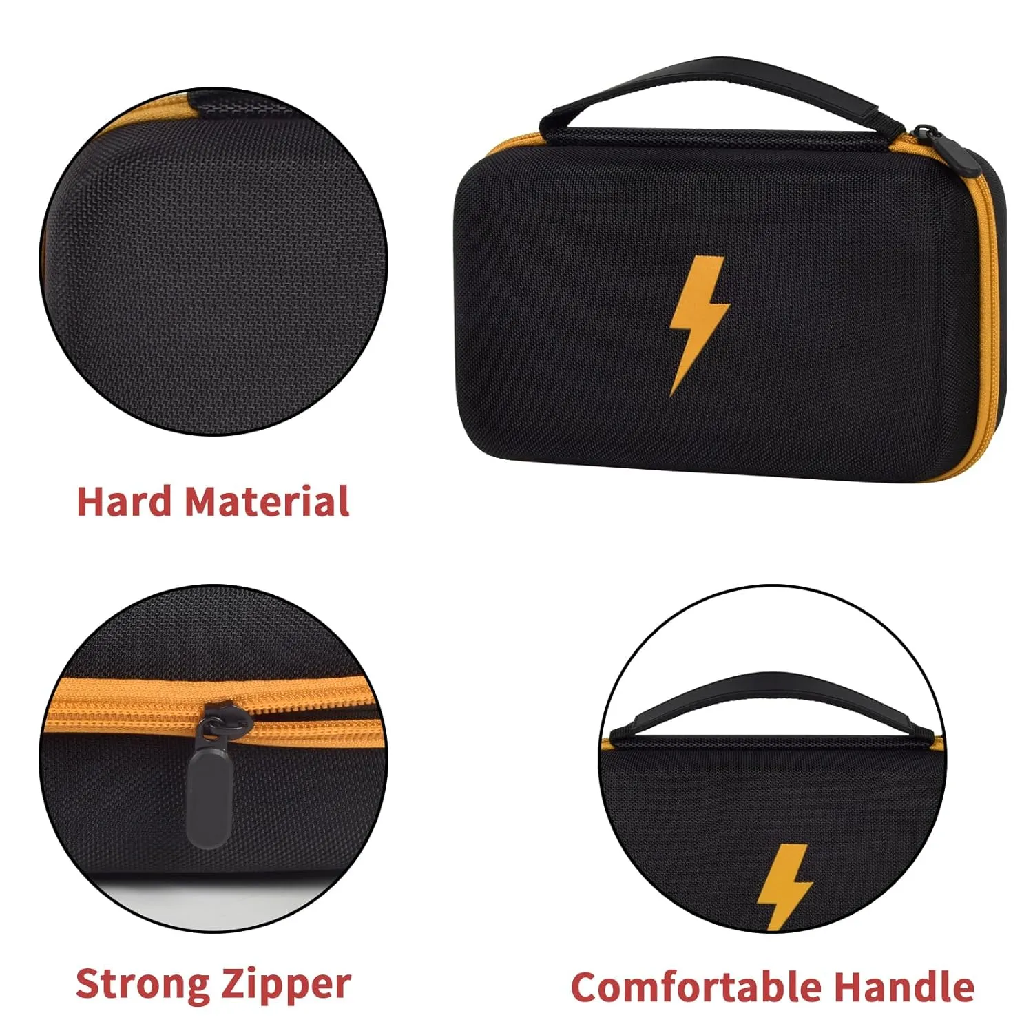 Comecase Hard Carrying Case for Fluke 87-V/ 87V Max/ 88V/ 15B / 17B  and More Digital Multimeter, Protective Travel Storage Bag - Black   Yellow Pocket