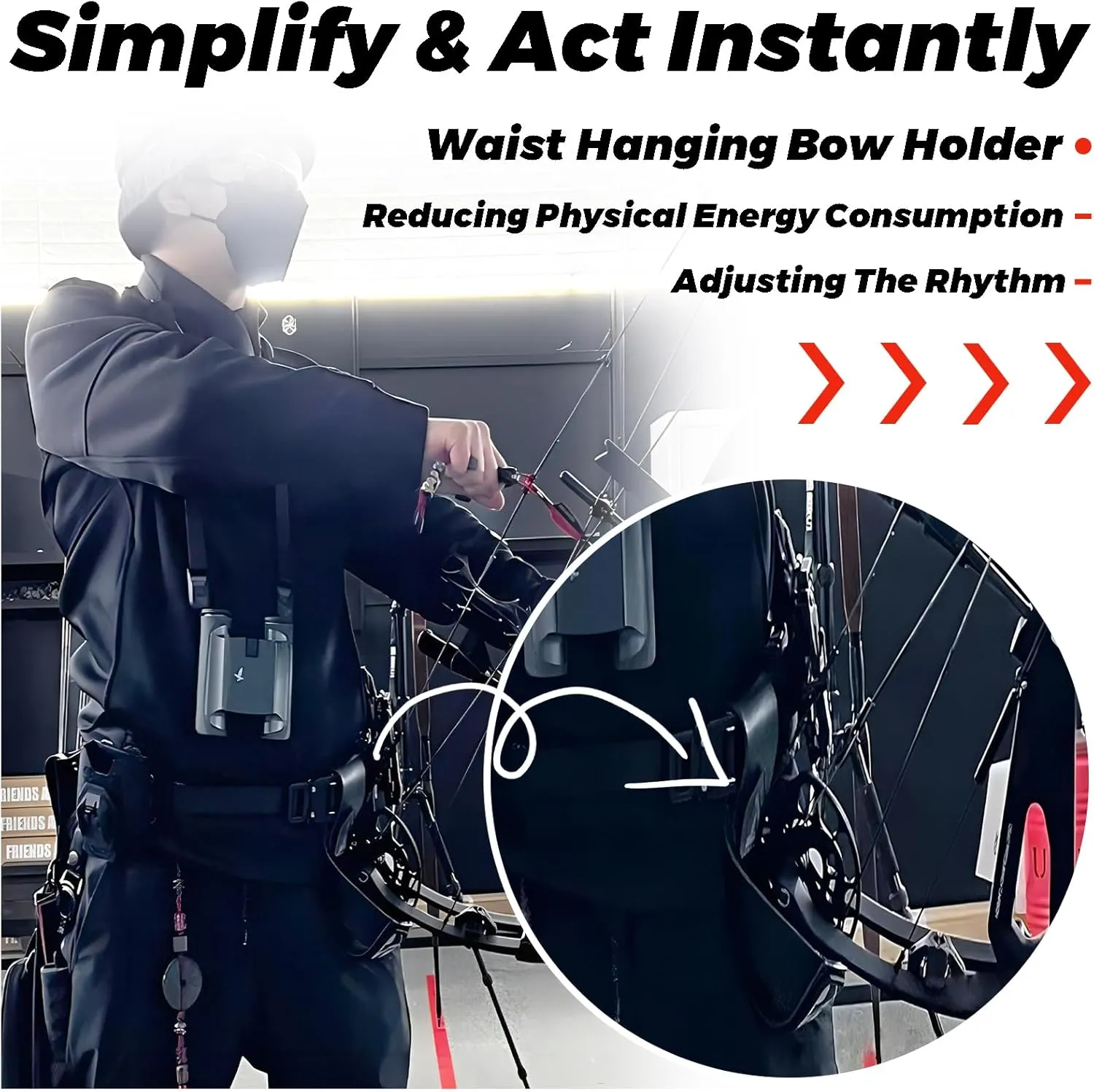 Compound Bow Belt Holder Bag - Hunting & Target Shooting Competition Resting Standing Couch Waist Stand Accessories